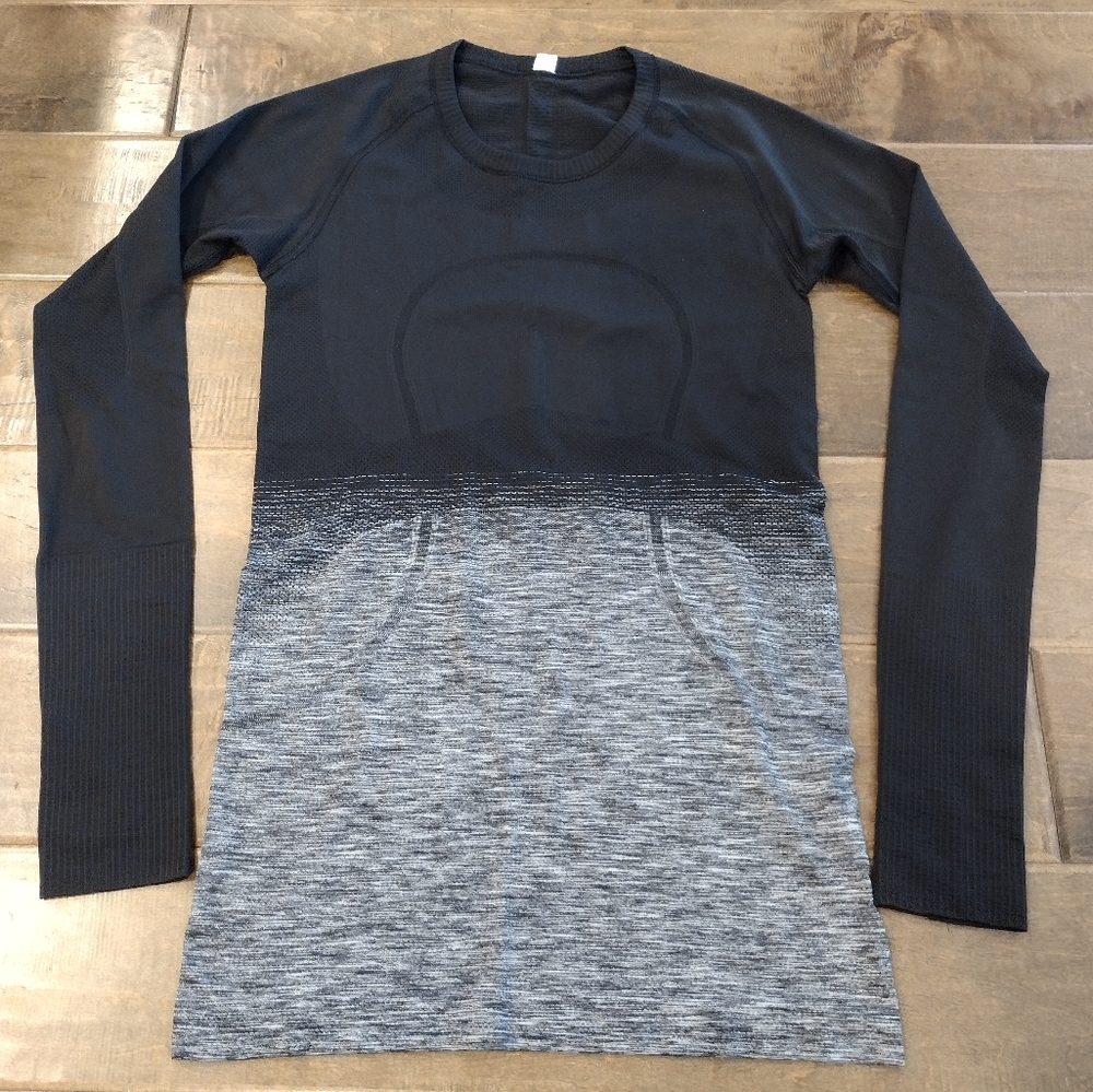 LULULEMON Women's Swiftly Tech long-sleeve black gray ombre top - 6 - Picture 4 of 14